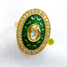 HJ Designer Ring - Hjr-007a - Aqua, Gold Plating