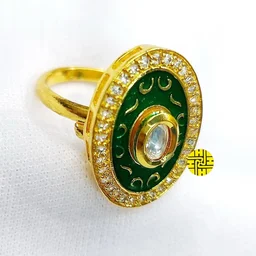 HJ Designer Ring - Hjr-007a - Aqua, Gold Plating