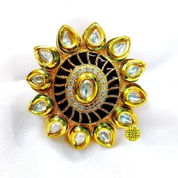 HJ Designer Green Ring - Hjr-022b - Green, Gold plating