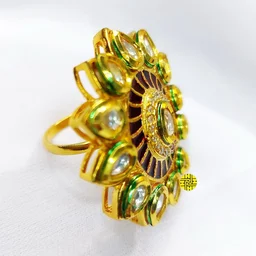 HJ Designer Maroon Ring - Hjr-022a - Maroon, Gold plating