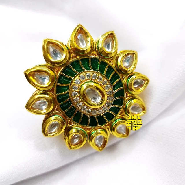 HJ Designer Maroon Ring - Hjr-022a - Maroon, Gold plating