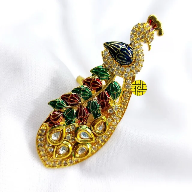 HJ Designer Peacock Multi Ring - Hjr-024a - Multi, Gold plating