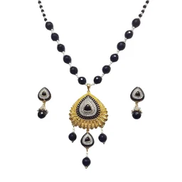 HJ Designer Pendant Set - Hjs-0601e - Green, Two Tone Plating