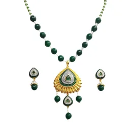 HJ Designer Pendant Set - Hjs-0601c - Black, Two Tone Plating
