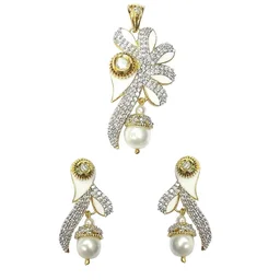 HJ Designer Pendant Set Hjs 714 - Green, Two Tone Plating
