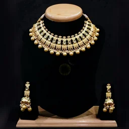 HJ Elegant Multi Color Bridal Kundan Necklace Set - Hjs-2124b - Multi, Gold Plating