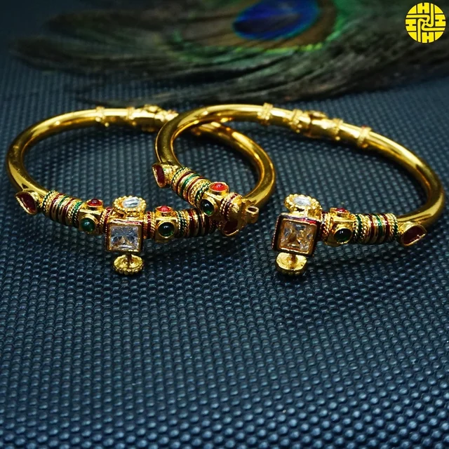 HJ High Gold Plating Designer Bangles Hmb 013a - Multi, Gold Plating, 2.4 Flexible