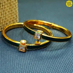 HJ Premium Quality High Gold Plating Meenakari Black Bangles - Hmb 015blk - Black, Gold Plating, 2.4 Flexible