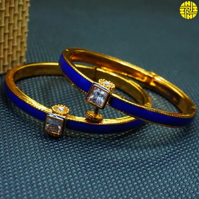 HJ Premium Quality High Gold Plating Meenakari Black Bangles - Hmb 015blk - Black, Gold Plating, 2.4 Flexible