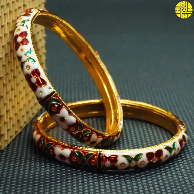 HJ High Gold Plating Designer Bangles Hmb 018a - Multi (White-Multi), Gold Plating, 2.4