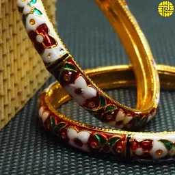 HJ High Gold Plating Designer Bangles Hmb 018a - Multi (White-Multi), Gold Plating, 2.4