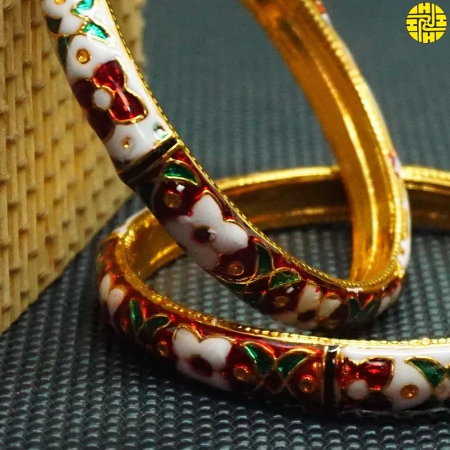 HJ High Gold Plating Designer Bangles Hmb 018a - Multi (White-Multi), Gold Plating, 2.4