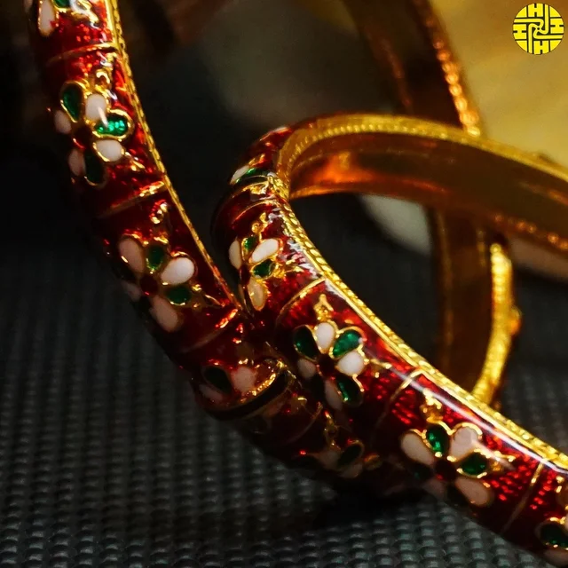HJ High Gold Plating Designer Bangles Hmb 018a - Multi (White-Multi), Gold Plating, 2.4