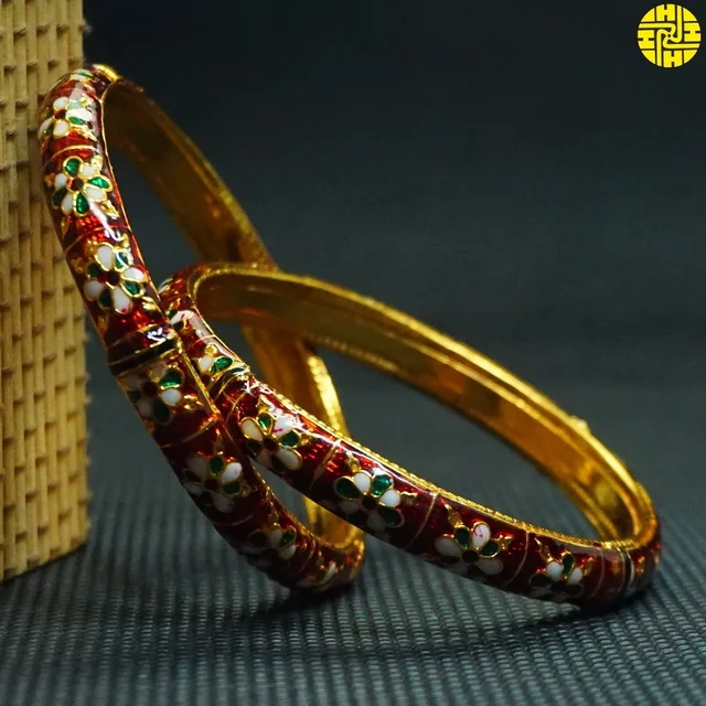 HJ High Gold Plating Designer Bangles Hmb 018a - Multi (White-Multi), Gold Plating, 2.4
