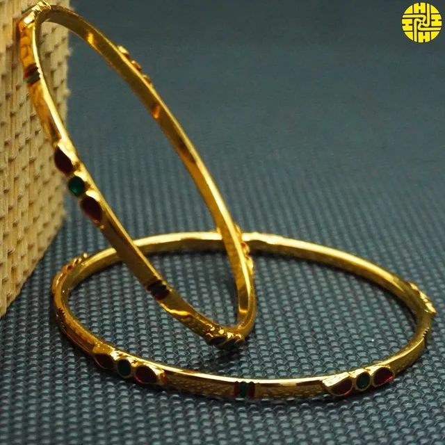 HJ High Gold Plating Designer Bangles Hmb 032a - Multi, Gold Plating, 2.6