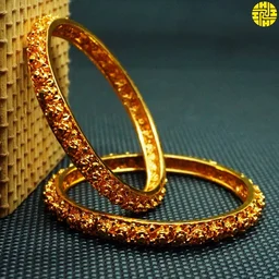 HJ High Gold Plating Real Look Gulabful Bangles Hmb 049a - Golden Plating, 2.6 Flexible