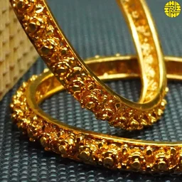 HJ High Gold Plating Real Look Gulabful Bangles Hmb 049a - Golden Plating, 2.4 Flexible