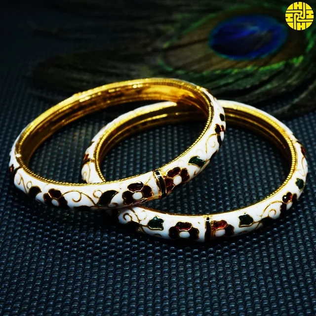 HJ High Gold Plating Designer Bangles Hmb - 059a We - Multi (white), Gold Plating, 2.4