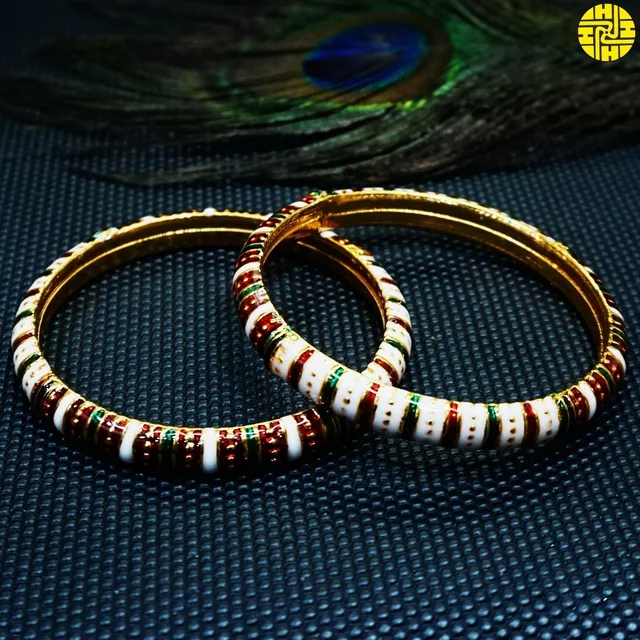 HJ High Gold Plating Designer Bangles Hmb - 060a - Multi (white), Gold Plating, 2.4