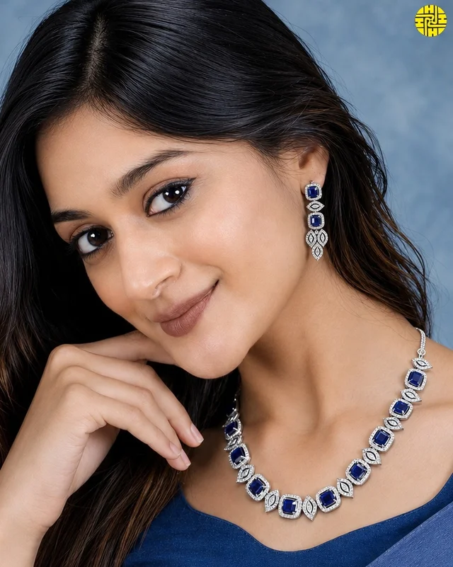 Fashionable American Diamond Necklace Set - Hnc-030