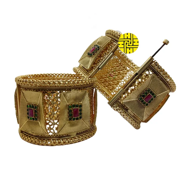 SM Royal Look High Gold Plating Kada - sm-156 - Multi, Antique Gold Plating, 2.4 Adjustable