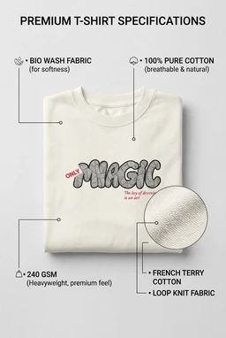 Storm Valor White Mushroom "Magic" Oversized T-Shirt - Premium 240 GSM French Terry - Gold-Washed 100% Cotton Luxury Streetwear. - L, White