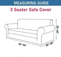 Storm Valor Blue Check & Gold Line 3 Seater Sofa Cover | Elegant Polycotton Fabric | Luxury Checkered Furniture Protector | Soft & Washable Universal Fit Sofa Slipcover - 90x40x40cm, Multicolor