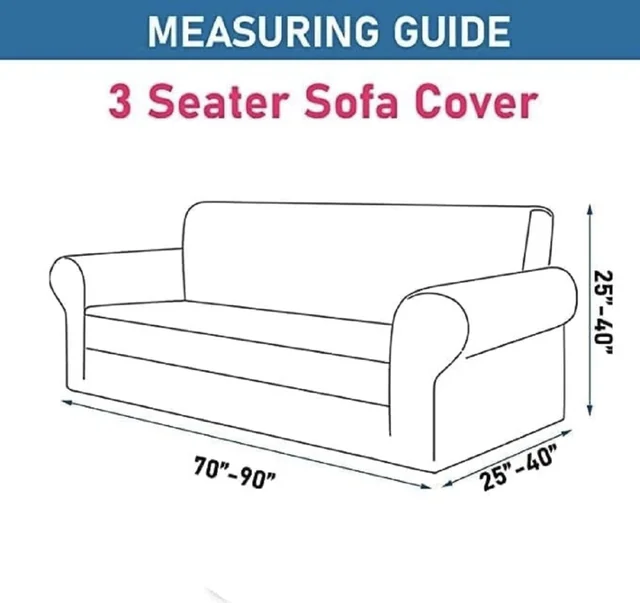 Storm Valor Blue Check & Gold Line 3 Seater Sofa Cover | Elegant Polycotton Fabric | Luxury Checkered Furniture Protector | Soft & Washable Universal Fit Sofa Slipcover - 90x40x40cm, Multicolor