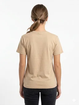 Storm Valor Women's Beige Slim Fit T-Shirt | Angel Wing & Rose Graphic | Lightweight 160 GSM Polycotton - L, Beige