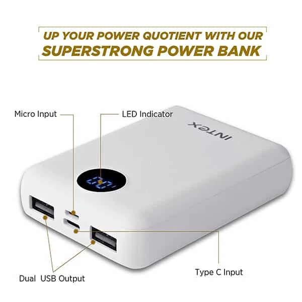 Intex INTEX 10000mAH Li-Polymer Power Bank 02 Mini with Fast Charging
