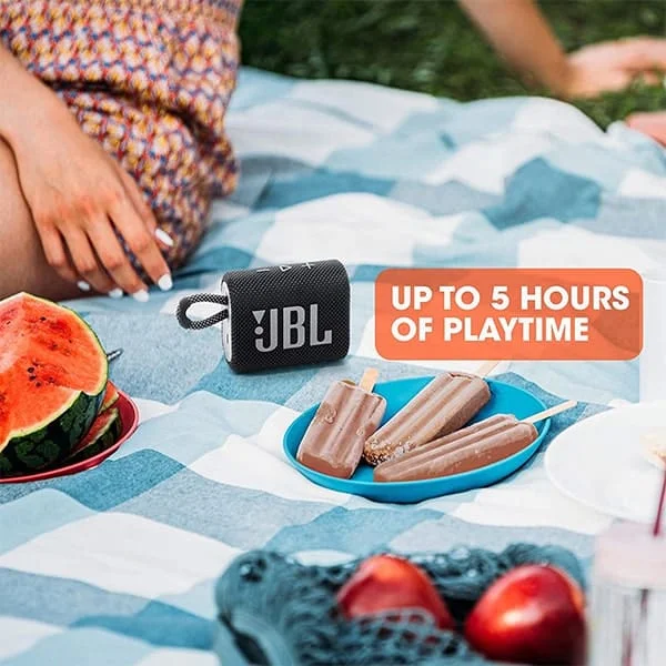 JBL GO3 Ultra Portable IP67 Water & Dustproof Bluetooth Speaker - Grey - Grey