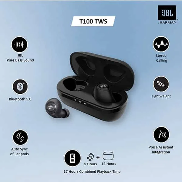 JBL T100TWS True Wireless in-Ear Headphones with Google Assistant