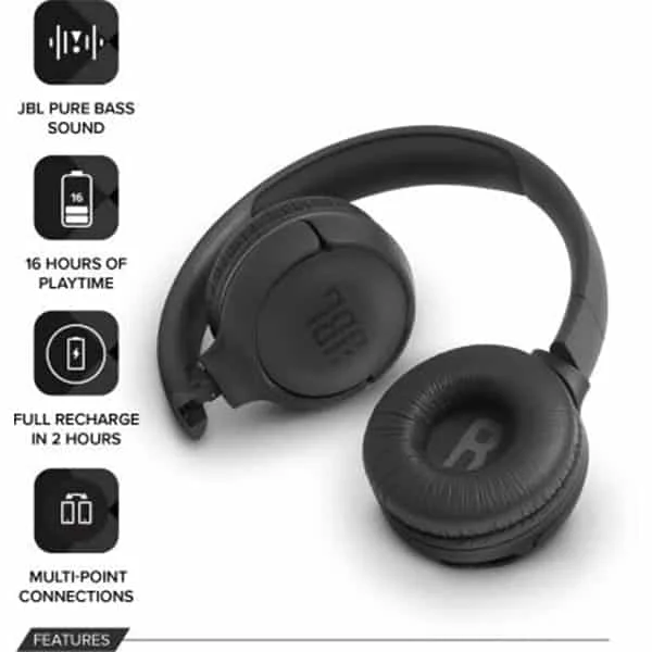 JBL Tune 500BT Wireless On-Ear Headphones with Mic - Blue - Blue