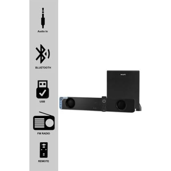 Philips HTL1041/94 40W Bluetooth Soundbar with Subwoofer (2.1 Channel)