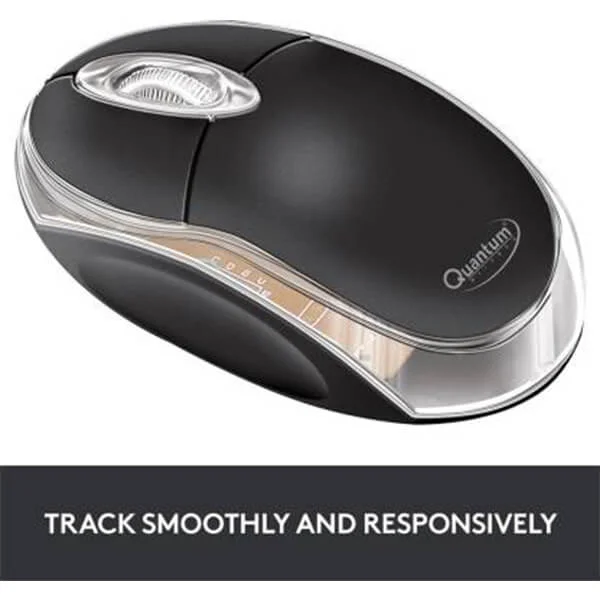 Quantum QHM222 Wired Optical Mouse (USB, Black)