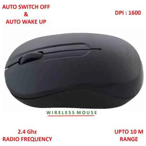 Quantum QUANTUM QHM271 Wireless Optical Mouse (2.4GHz Wireless, Black)