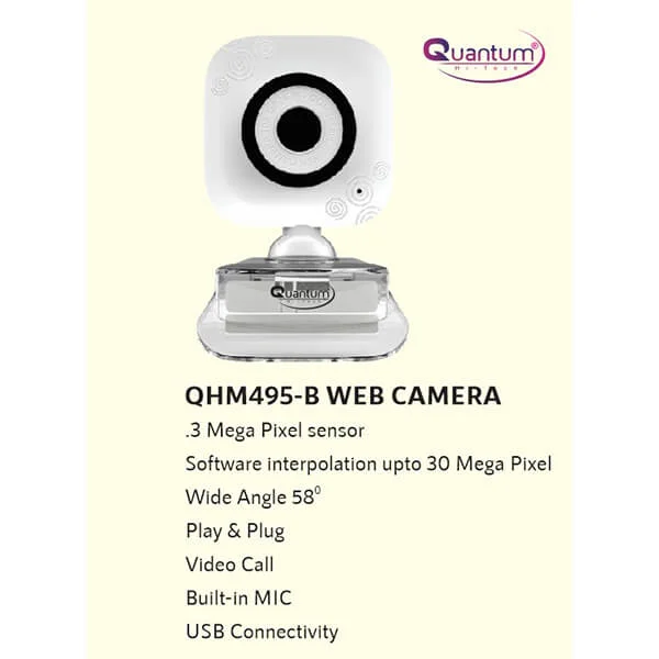Quantum QHM495B 360 Degree Rotation PC HD Camera with Built-in Microphone