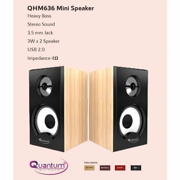 Quantum QHM636 USB Mini Wooden Laptop/Desktop Speaker