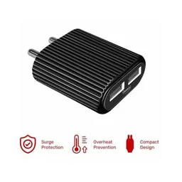 Quantum QWC-24211 12 W 2.4 A Multiport Mobile Charger with Detachable Cable - White - White