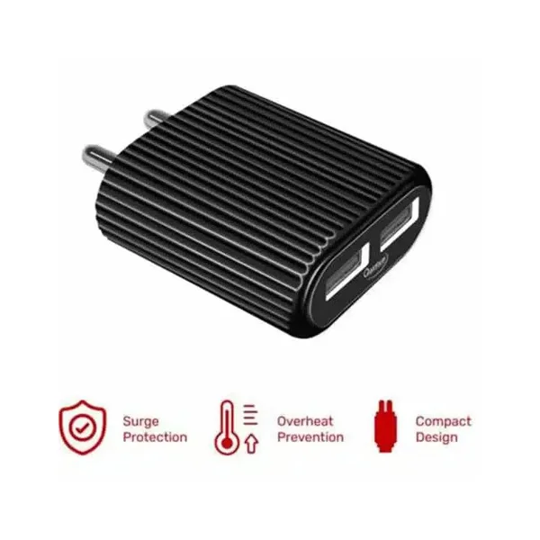 Quantum QWC-24211 12 W 2.4 A Multiport Mobile Charger with Detachable Cable - White - White