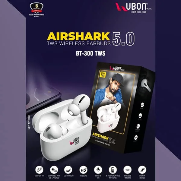 Ubon BT-300 Airshack 5.0 TWS Wireless Earbuds