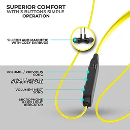 Ubon BT-5200 Bluetooth Headset with Mic (Black & Yellow, In the Ear)