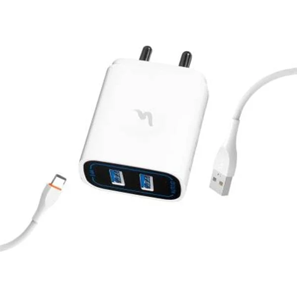 Ubon CH-600 5 W 3.4 A Multiport Mobile Charger with Detachable Cable (White, Cable Included)