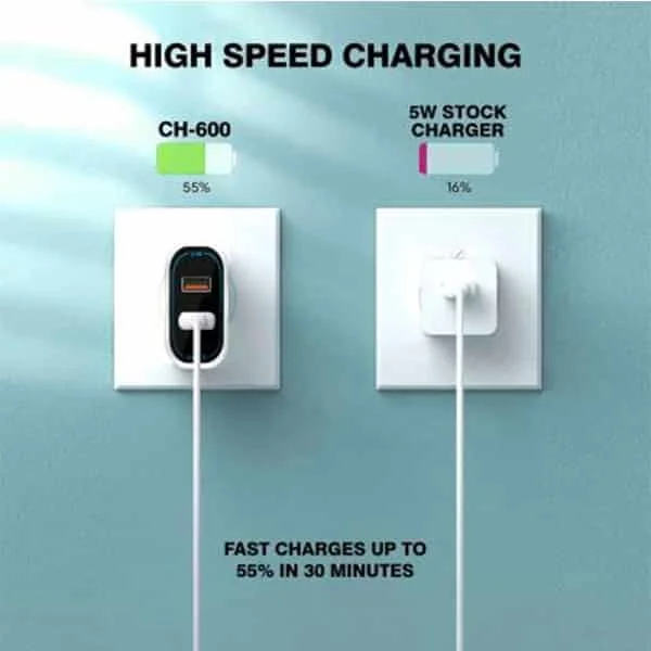 Ubon CH-600 5 W 3.4 A Multiport Mobile Charger with Detachable Cable (White, Cable Included)