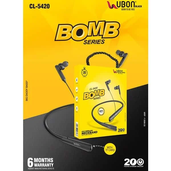 Ubon CL-5420 Bomb Series Wireless Neckband with 20H Playtime