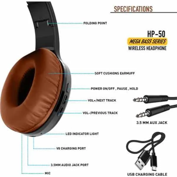 Ubon HP-50 On Ear Bluetooth Headphone Bluetooth Headset