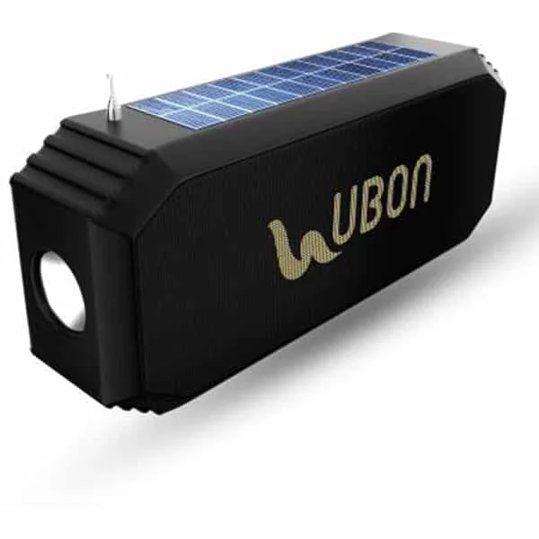Ubon SP-40 Solar Chargeable Dual Torch 12W TWS Wireless Speaker - Red - Red