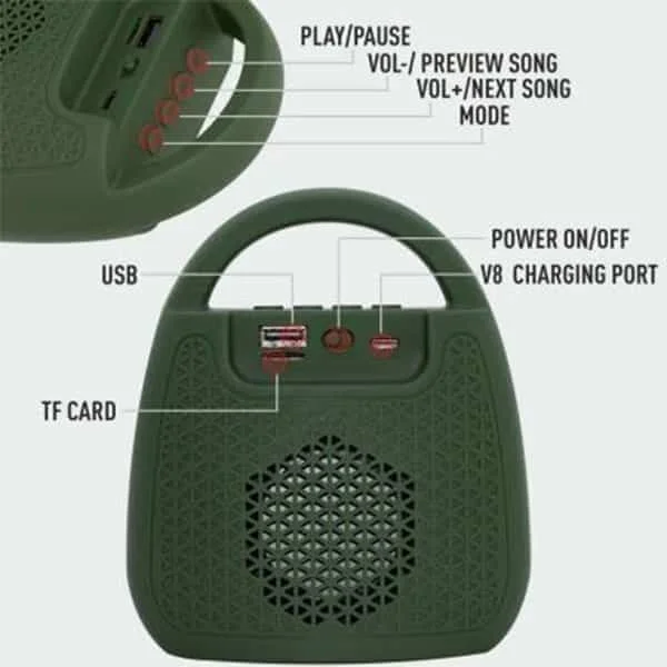Ubon SP-6770 5 W Bluetooth Speaker (Green, 4.2 Channel)