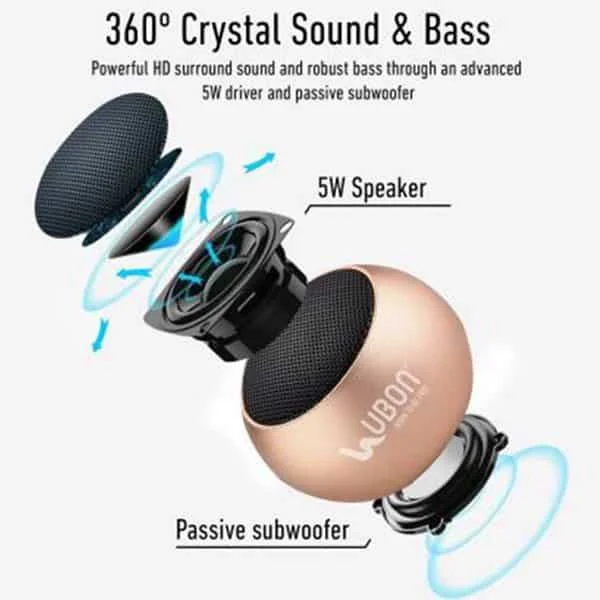 Ubon SP-6810 Minitone 5 W Bluetooth Speaker - Silver - Silver