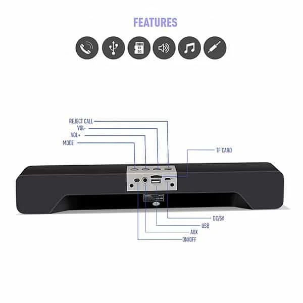 Ubon SP-70 Cool Bass 10 W Bluetooth Soundbar (Black, Stereo Channel)